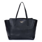 Gucci Medium Swing Shopper Tote Black Grain Calf Skin Leather