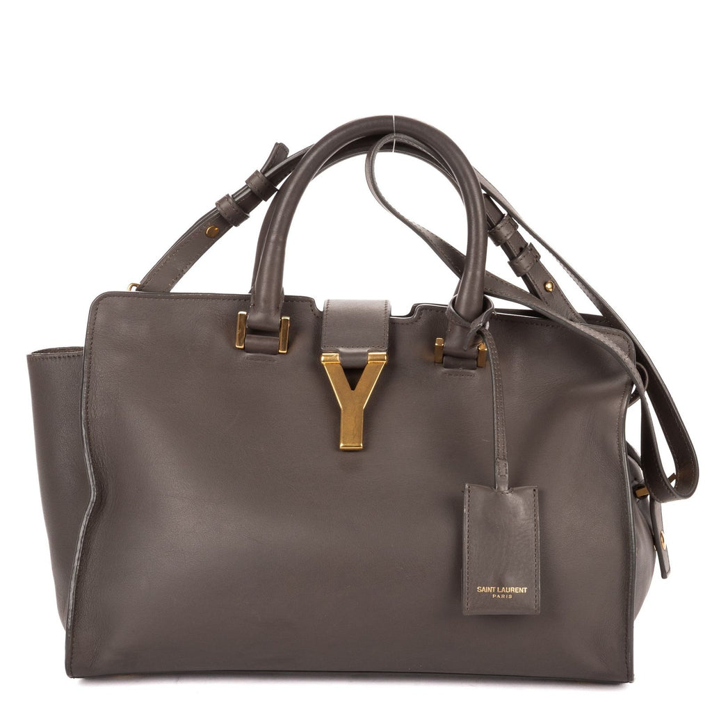 Saint Laurent Small Cabas Chyc Tote Gray Calfskin Leather
