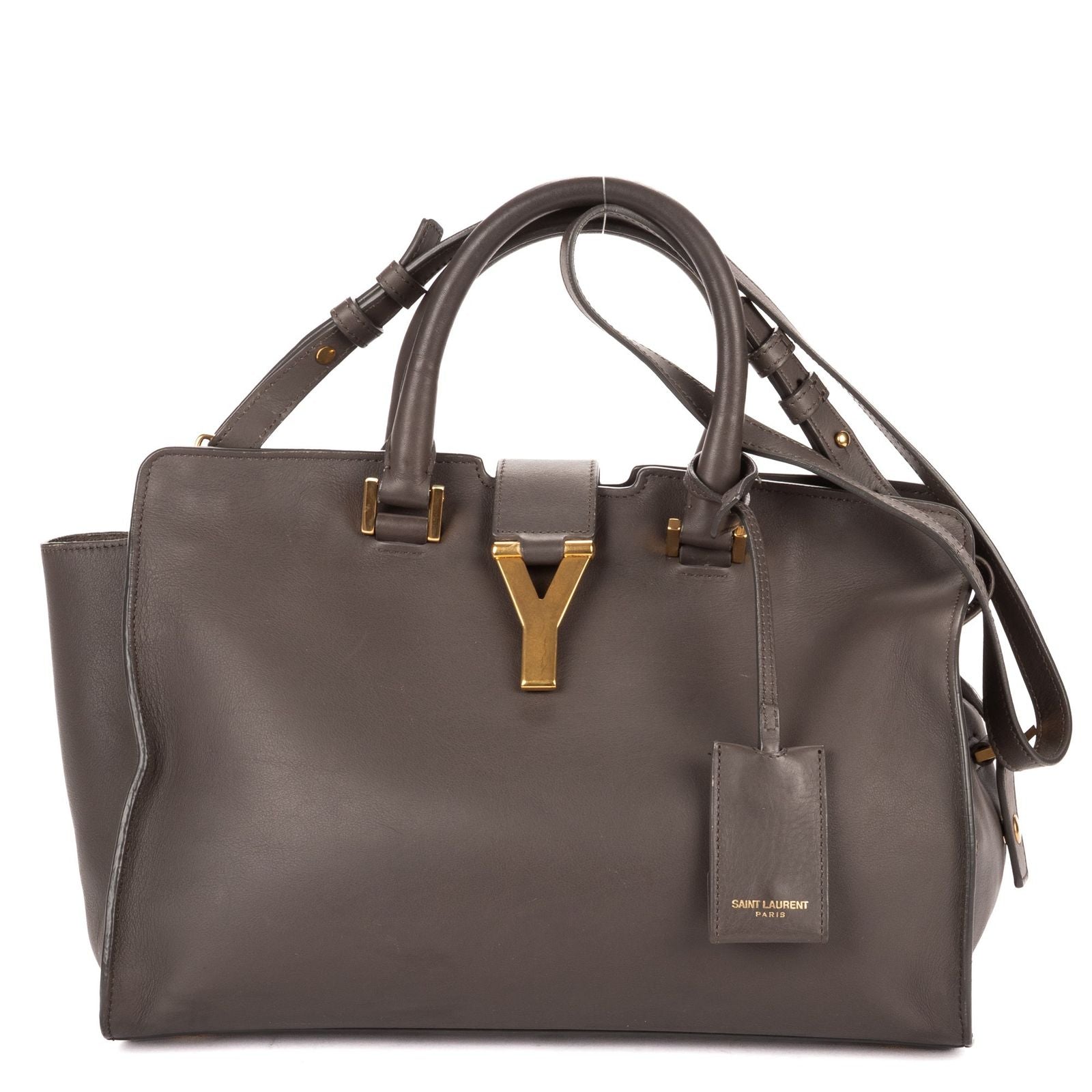 Saint Laurent Small Cabas Chyc Tote Gray Calfskin Leather