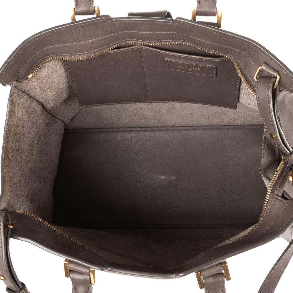 Saint Laurent Small Cabas Chyc Tote Gray Calfskin Leather — view 8