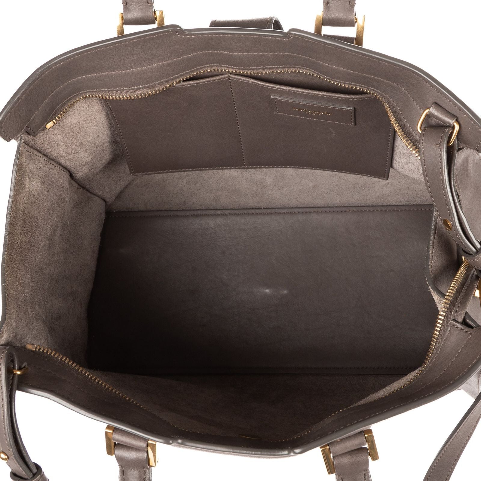 Saint Laurent Small Cabas Chyc Tote Gray Calfskin Leather — view 8