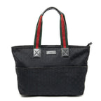 Gucci Web la the Diaper Tote Black GG Canvas