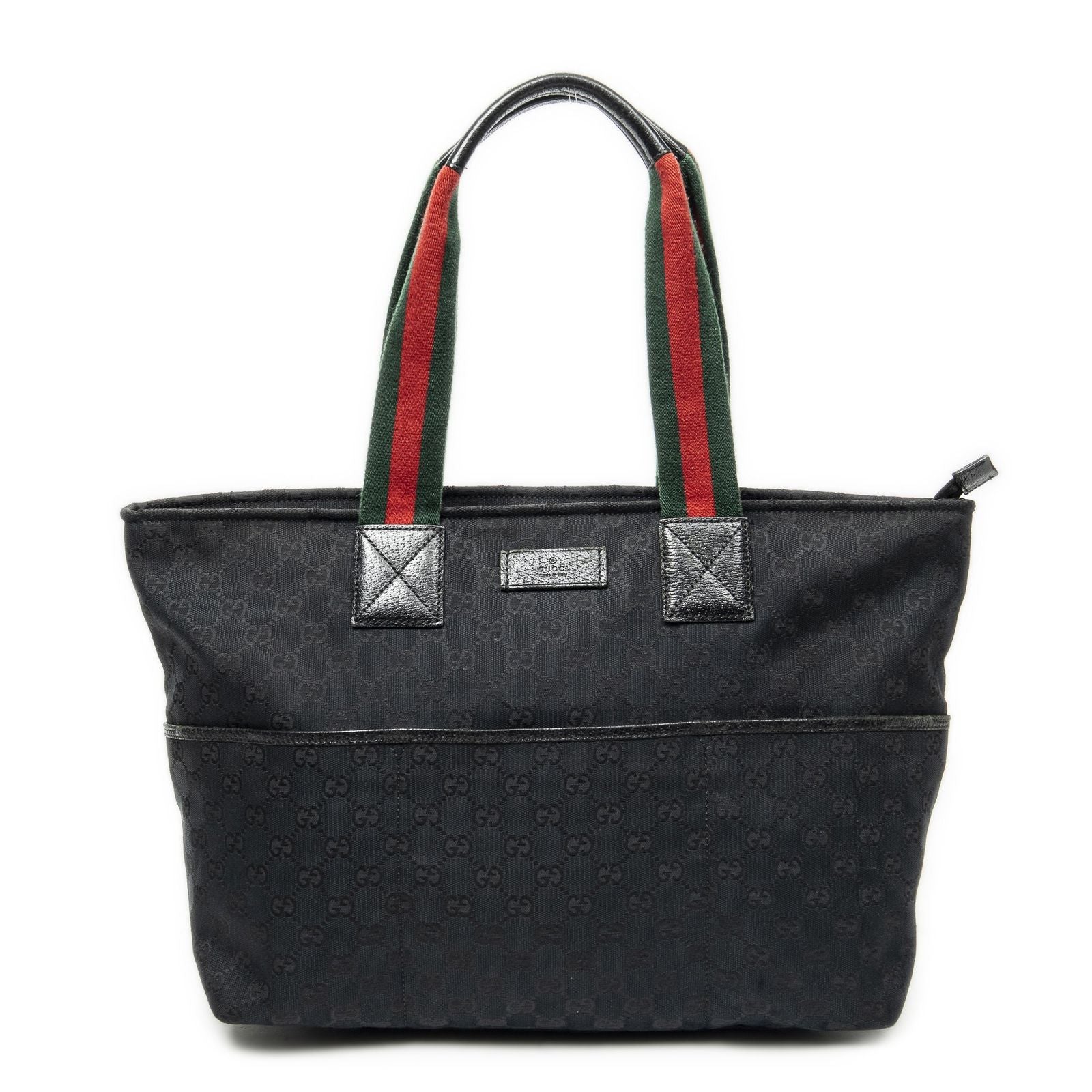 Gucci Web la the Diaper Tote Black GG Canvas