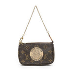 Louis Vuitton Mini Pochette Brown Beige Monogram Canvas Handbag