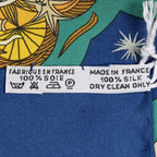 Hermes Scarf Navy Green 100% Gold Twill Silk — view 5