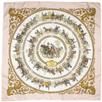 Hermes Scarf Light Pink Gold Green Silk — view 2