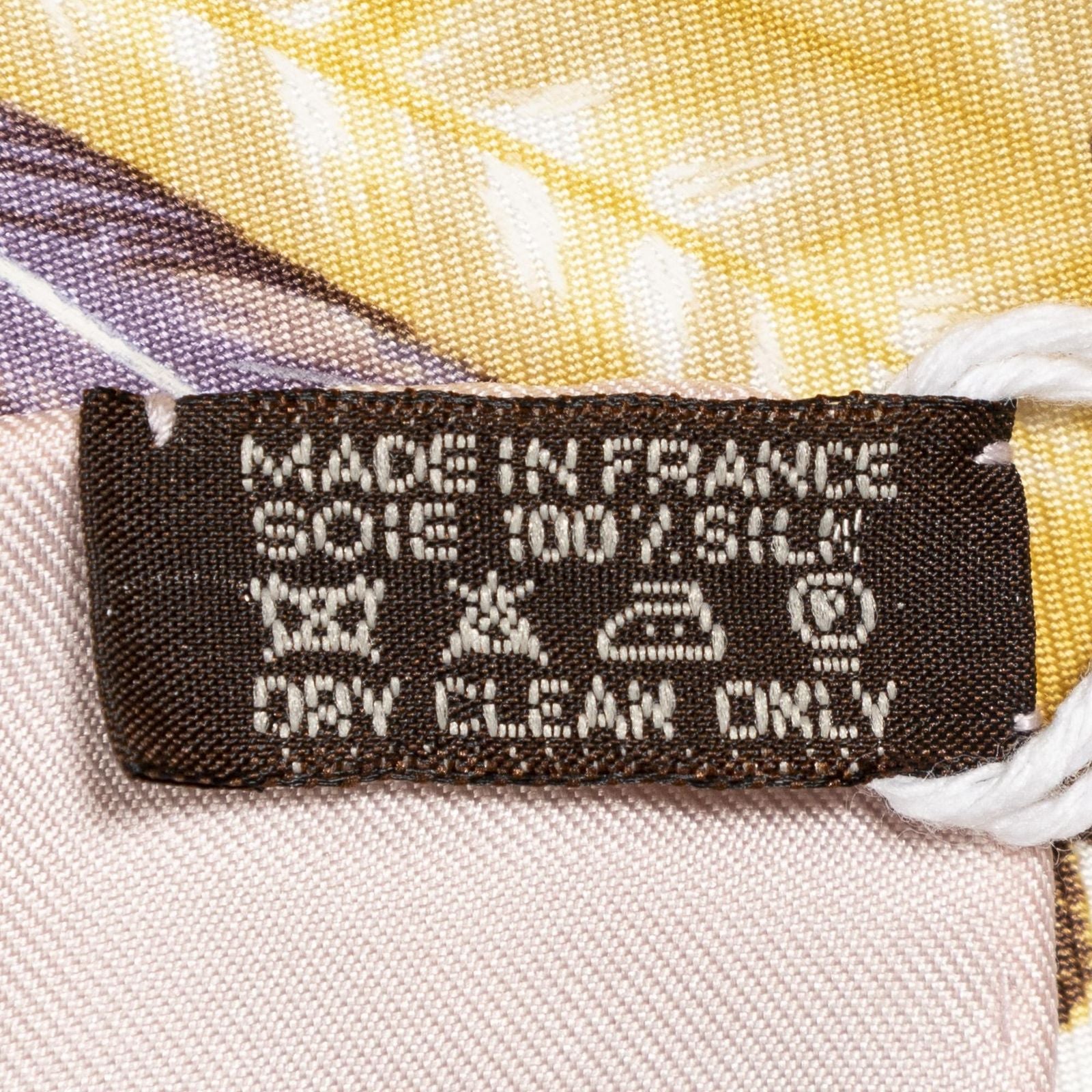 Hermes Scarf Light Pink Lilac Yellow Silk — view 5