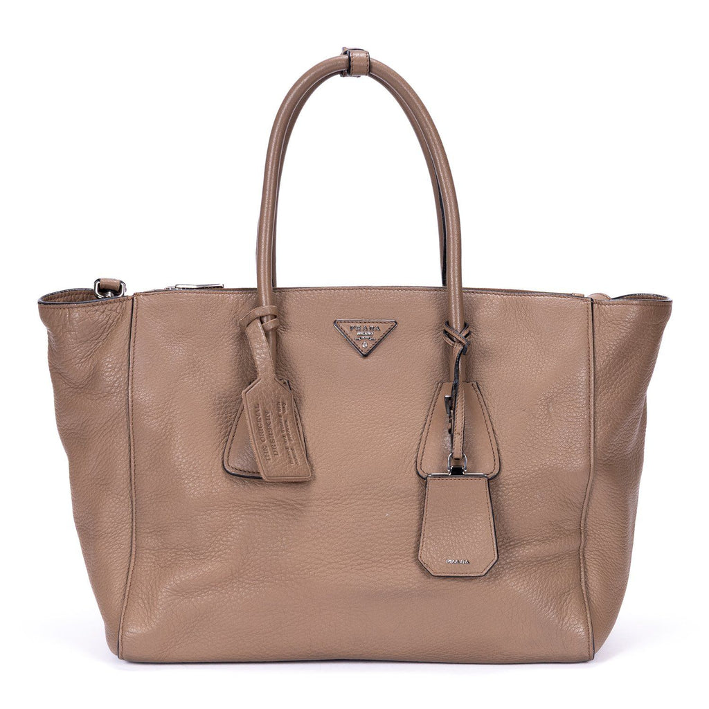 Prada Square Flat Crossbody Dark Beigedeerskin Leathera