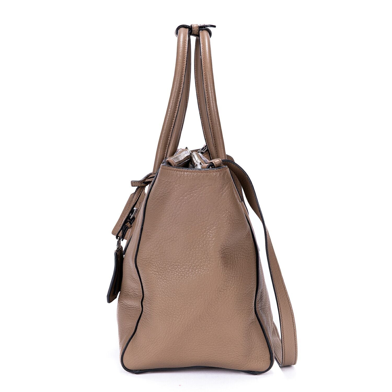 Prada Square Flat Crossbody Dark Beigedeerskin Leathera — view 3