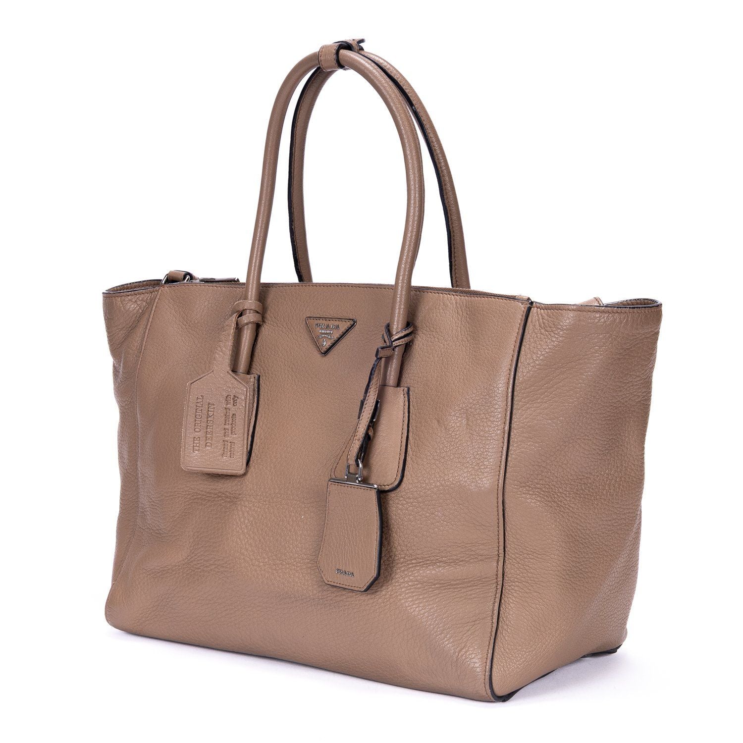Prada Square Flat Crossbody Dark Beigedeerskin Leathera — view 2