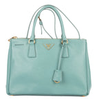 Prada la the Double Zip Galleria Tote Tarte Cozy Saffiano Luxe Leather