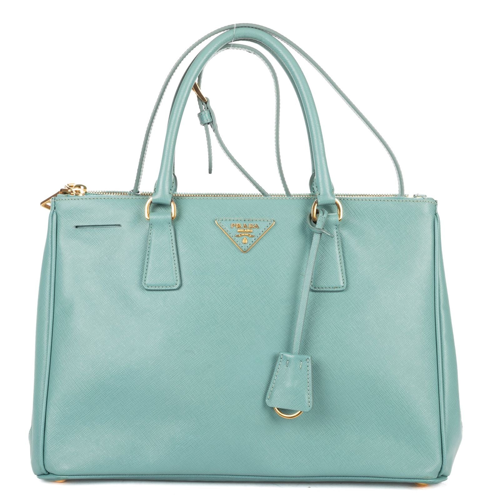 Prada la the Double Zip Galleria Tote Tarte Cozy Saffiano Luxe Leather