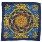 Hermes Scarf Navy Yellow Red 100% Silk — view 2
