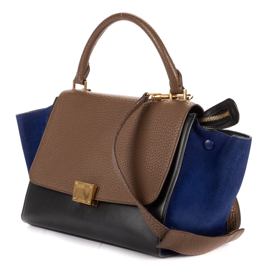 Celine Brown Black Blue Leather Shoulder — view 2