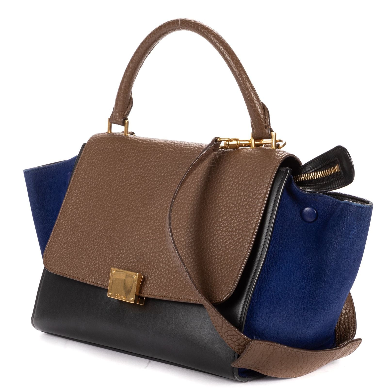 Celine Brown Black Blue Leather Shoulder — view 2