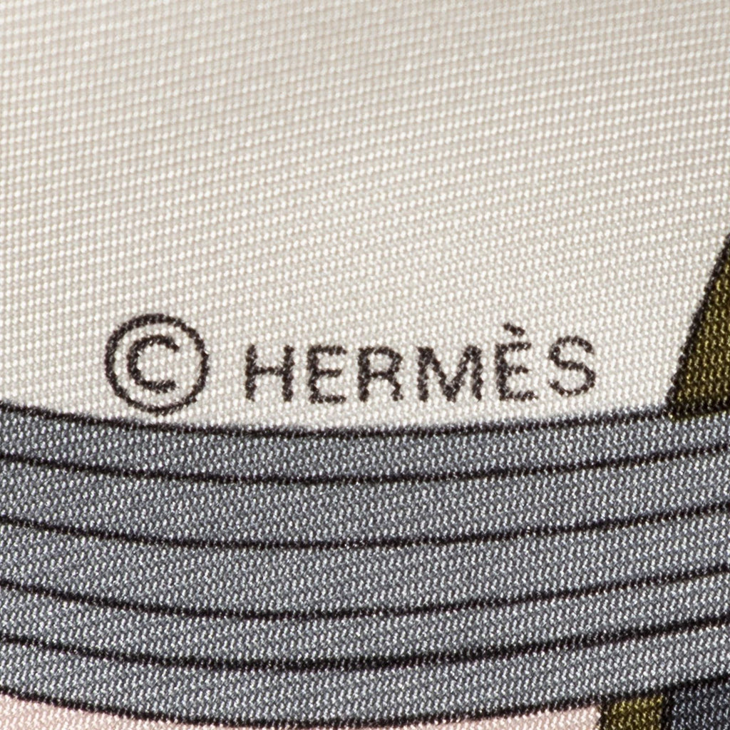 Hermes Scarf Light Pink Green Twillsilk — view 4