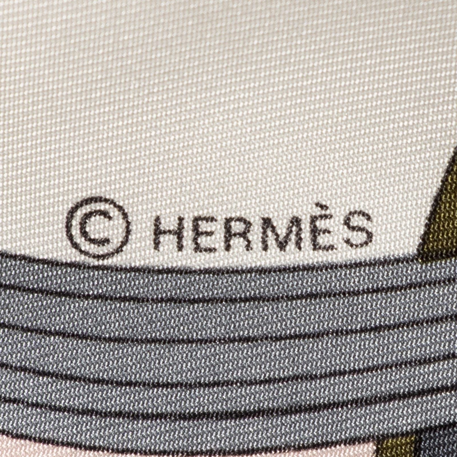 Hermes Scarf Light Pink Green Twillsilk — view 4