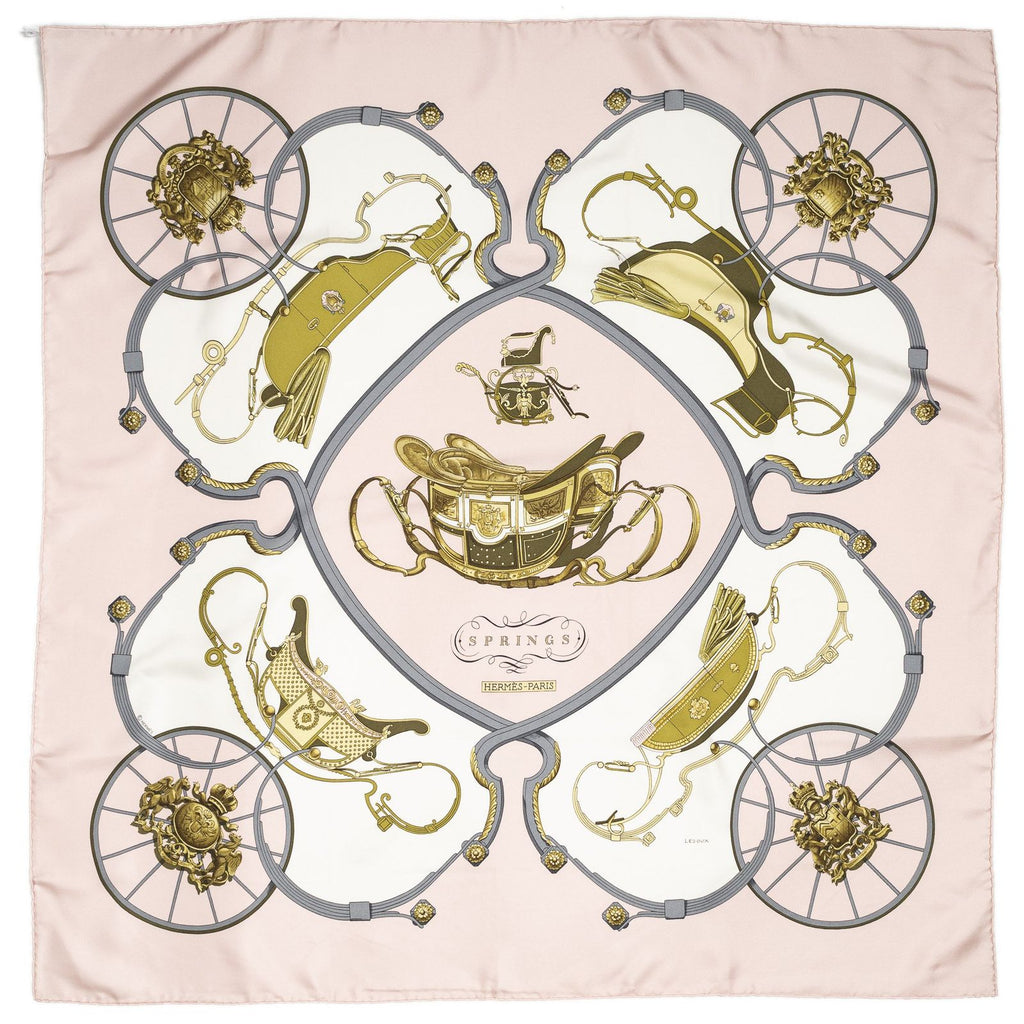Hermes Scarf Light Pink Green Twillsilk — view 2