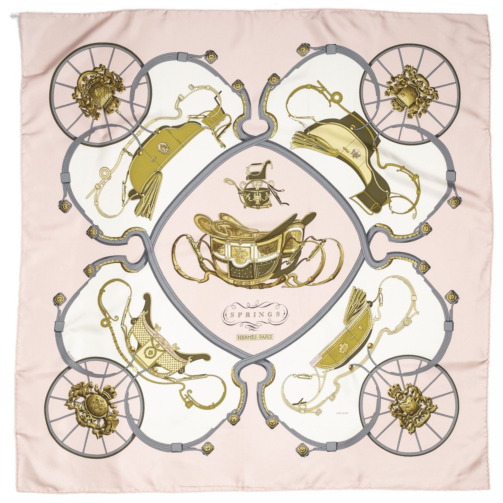 Hermes Scarf Light Pink Green Twillsilk — view 2