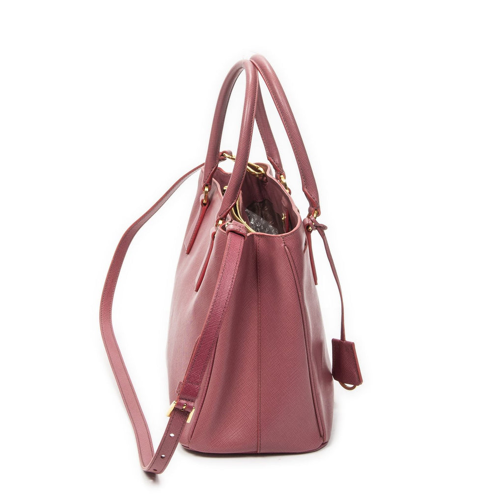 Prada Midi Amziptote Pink Saffiano Leather Shoulder — view 4