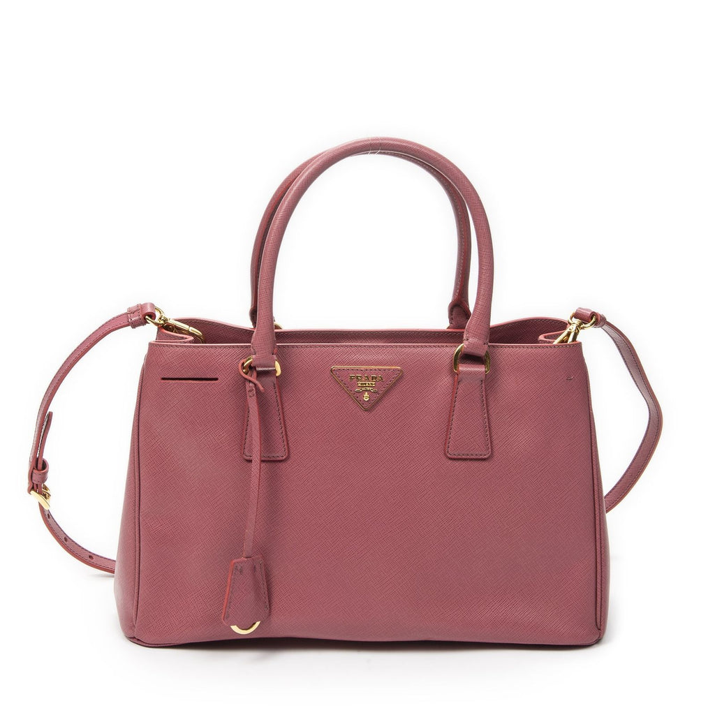 Prada Midi Amziptote Pink Saffiano Leather Shoulder