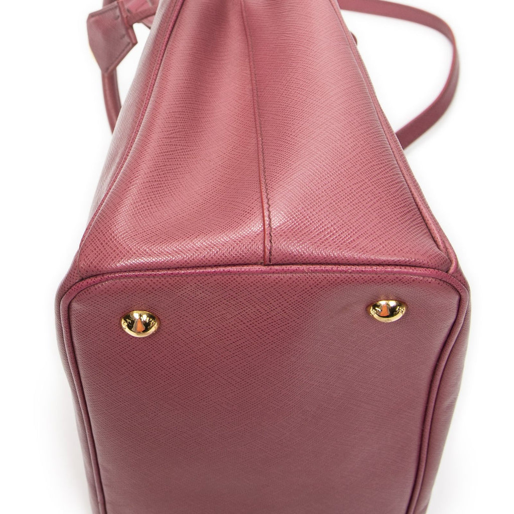Prada Midi Amziptote Pink Saffiano Leather Shoulder — view 7