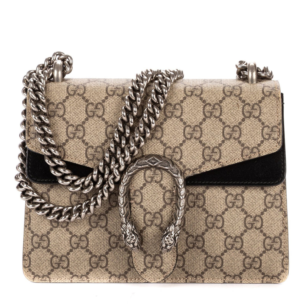 Gucci Dionysus Chain Cross Beige Black Spuri Canvas Shoulder