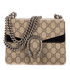 Gucci Dionysus Chain Cross Beige Black Spuri Canvas Shoulder