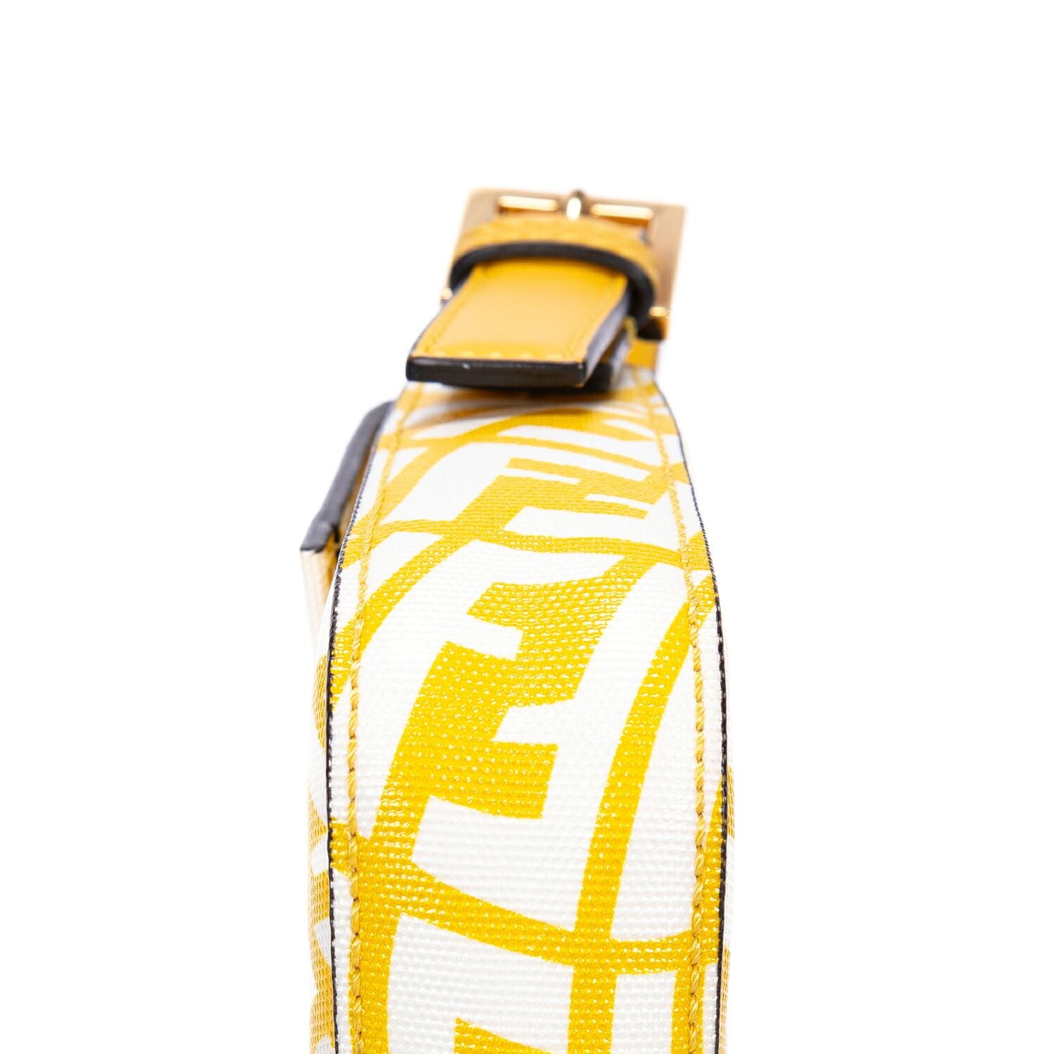 Fendi White Yellow Embossed FF Fabric Canvasa Shoulder — view 7