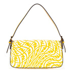 Fendi White Yellow Embossed FF Fabric Canvasa Shoulder — view 5