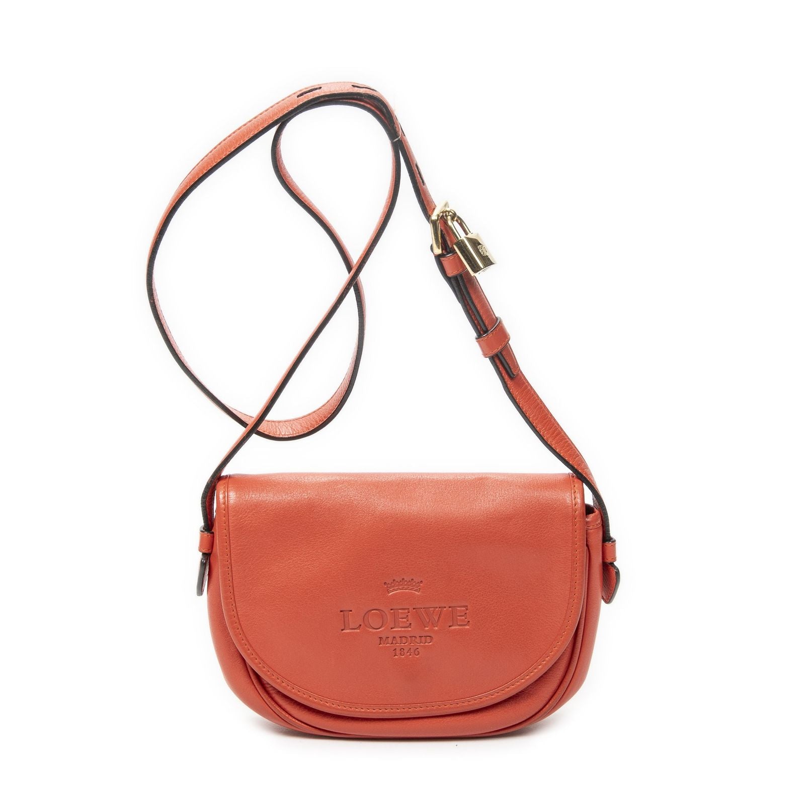 Loewe Mini Herite Flap Cross Orange Grain Calf Leather Crossbody