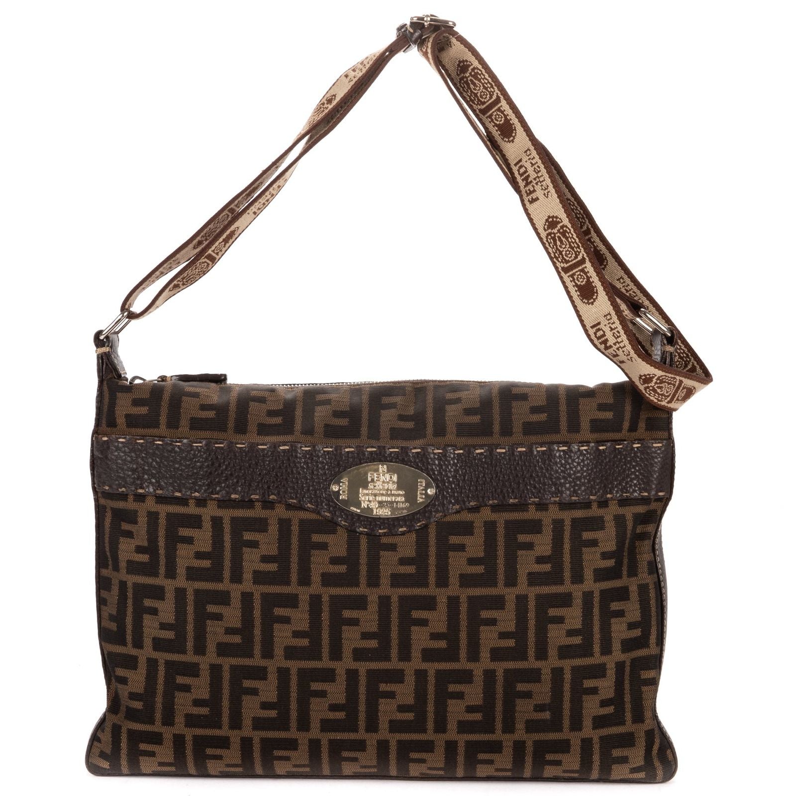 Fendi Selleria Brown Zucca Canvas Shoulder