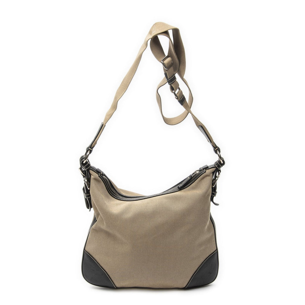 Prada Jacquard Messenger Crossbody Black Beige Canvas — view 5