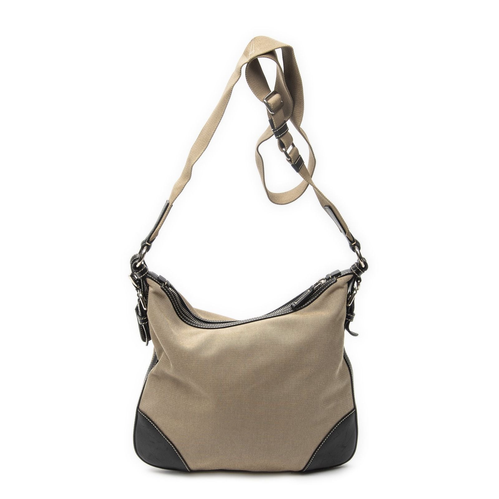 Prada Jacquard Messenger Crossbody Black Beige Canvas — view 5