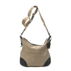Prada Jacquard Messenger Crossbody Black Beige Canvas
