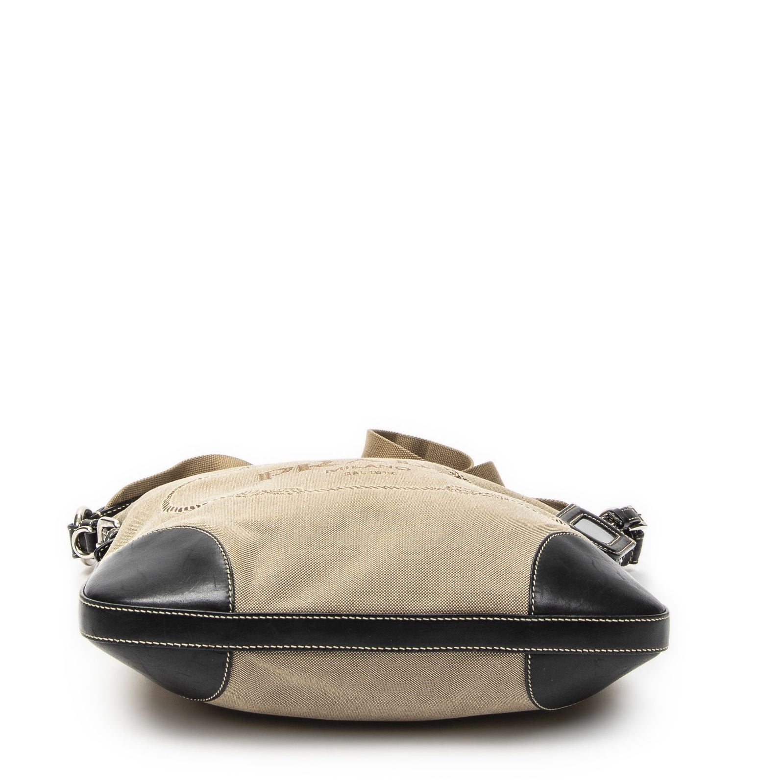 Prada Jacquard Messenger Crossbody Black Beige Canvas — view 6