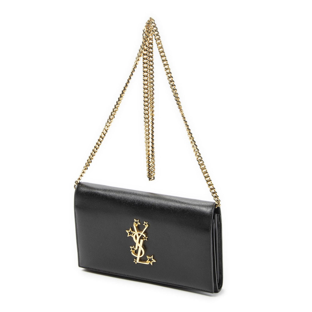 Saint Laurent Star Kate Chain Black Gray Dollar Leather Shoulder — view 2