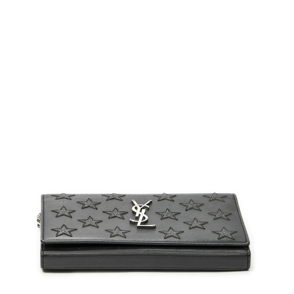 Saint Laurent Star Embossed Kate Chain Black Calfskin Leather Shoulder — view 6
