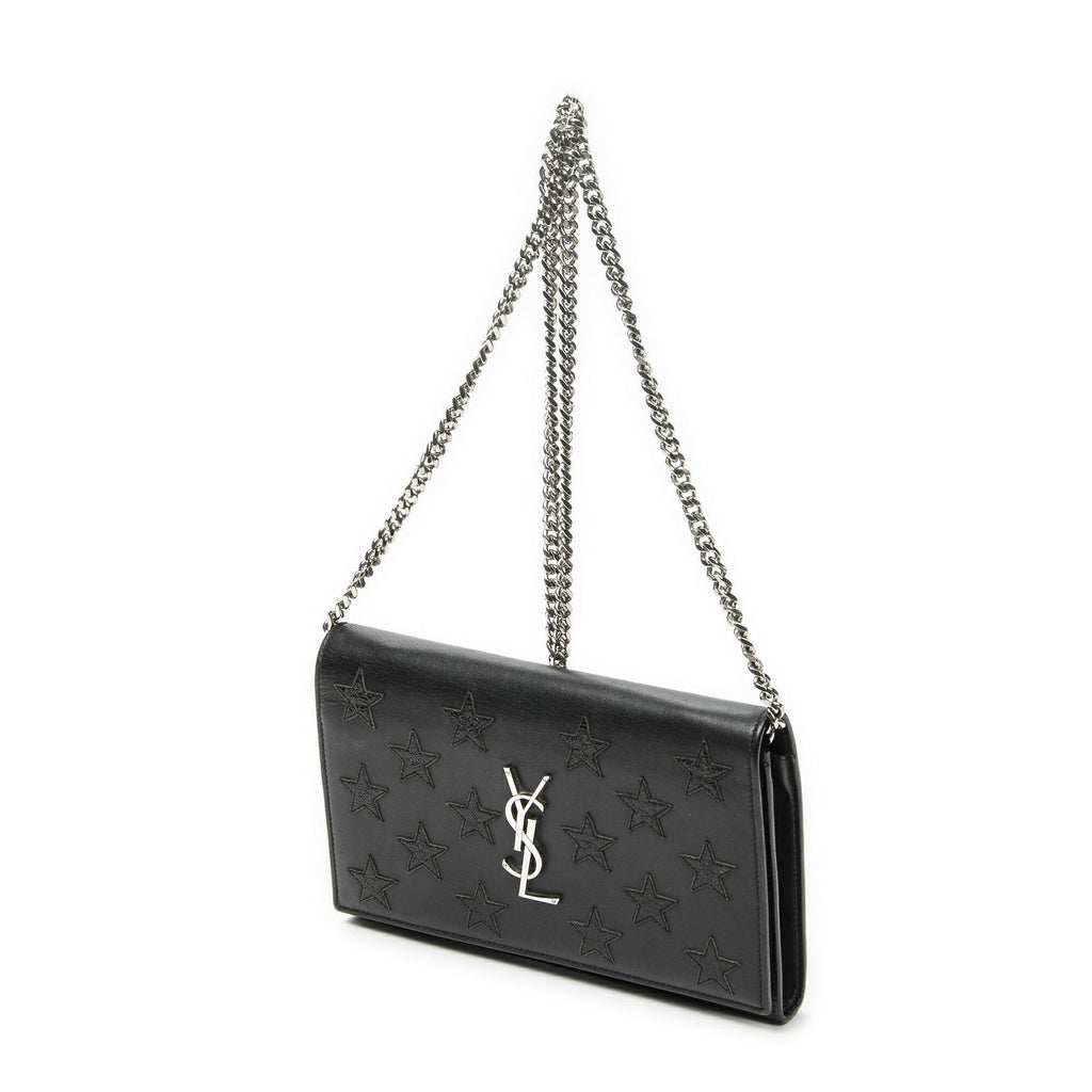 Saint Laurent Star Embossed Kate Chain Black Calfskin Leather Shoulder — view 2