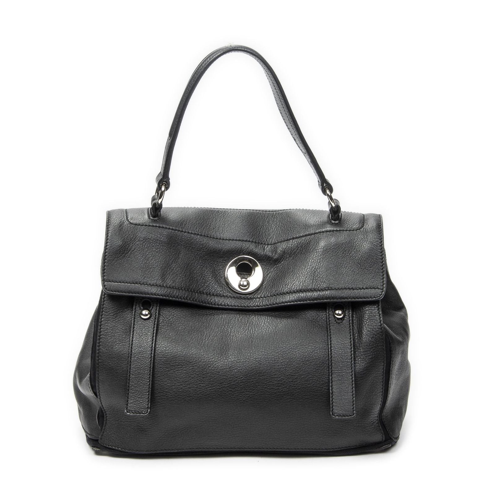 Saint Laurent Black Grain Calf Leather Shoulder
