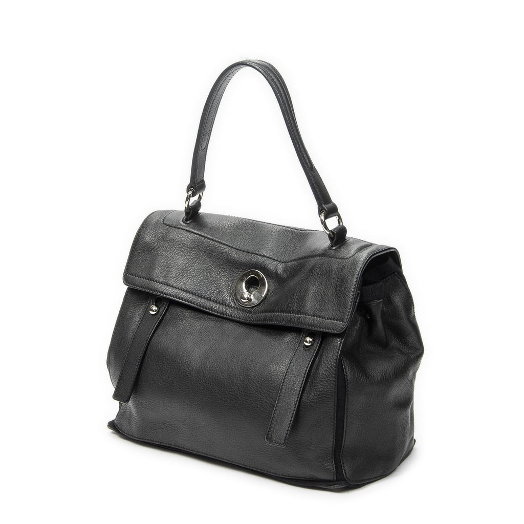 Saint Laurent Black Grain Calf Leather Shoulder — view 2