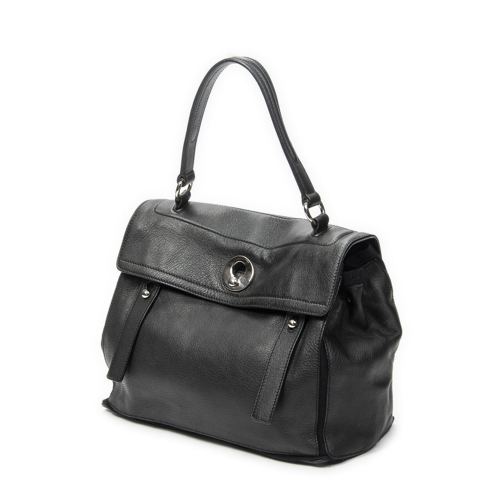 Saint Laurent Black Grain Calf Leather Shoulder — view 2