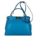 Fendi Peekaboo Blue Selleria Leather Shoulder