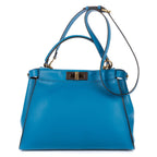 Fendi Peekaboo Blue Selleria Leather Shoulder