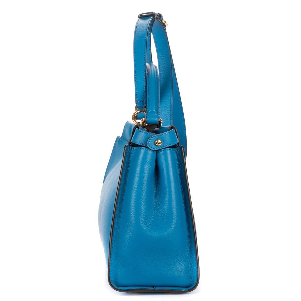 Fendi Peekaboo Blue Selleria Leather Shoulder — view 4
