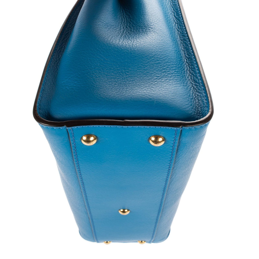 Fendi Peekaboo Blue Selleria Leather Shoulder — view 8
