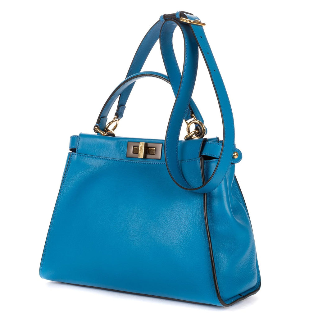 Fendi Peekaboo Blue Selleria Leather Shoulder — view 2