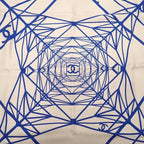 Chanel CC Logo Geometric Scarf Silk Beige Blue Included — view 3