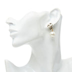 Chanel CC Logo Swing Earrings 09 Gold White Plated Faux Pearl — view 5