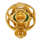 Chanel CC Logo Gripoix Vintage Round Single Earrings Green Gold Plated Glass — view 3